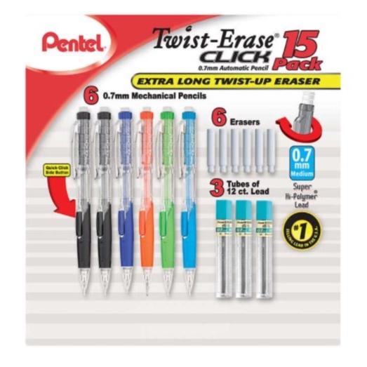 Set Viết Chì Có Ngòi Thay Pentel Twist-Erase Click Mechanical Pencil 15 cây của Mỹ