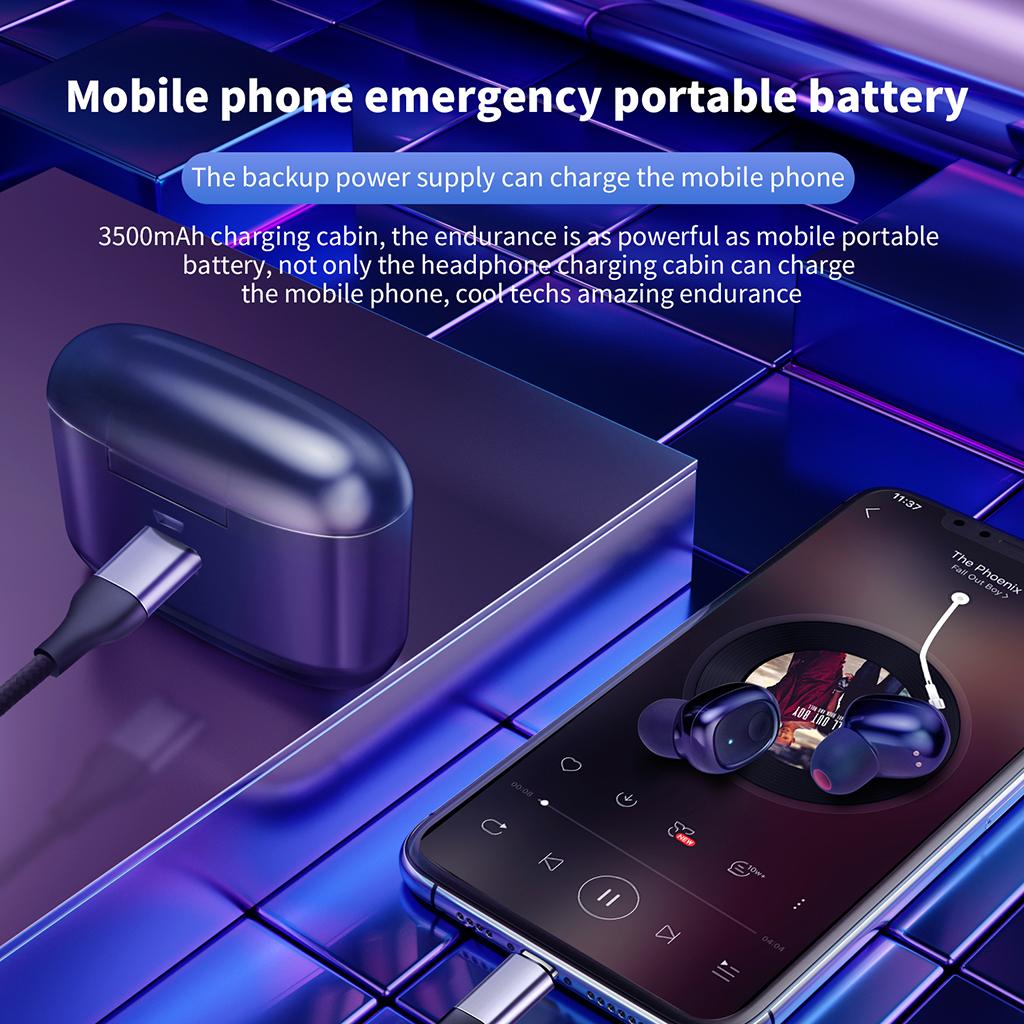 Bluetooth 5.0 Wireless Earbuds w/ Charging Case IP54 Waterproof TWS Stereo Headphones in Ear w/ Mic Headset Premium Sound w/ Deep Bass for Sport