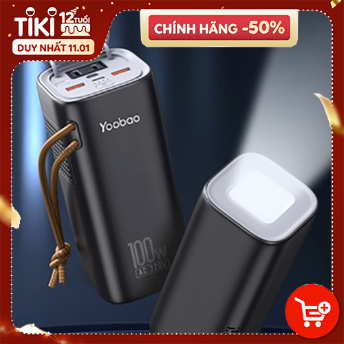 Trạm Sạc Dự Phòng Yoobao EN100 Dung Lượng 20000mAh Tích Hợp Đèn Pin Tiện Dụng Dùng Cho Gia Đình/ Dã Ngoại Hàng nhập khẩu