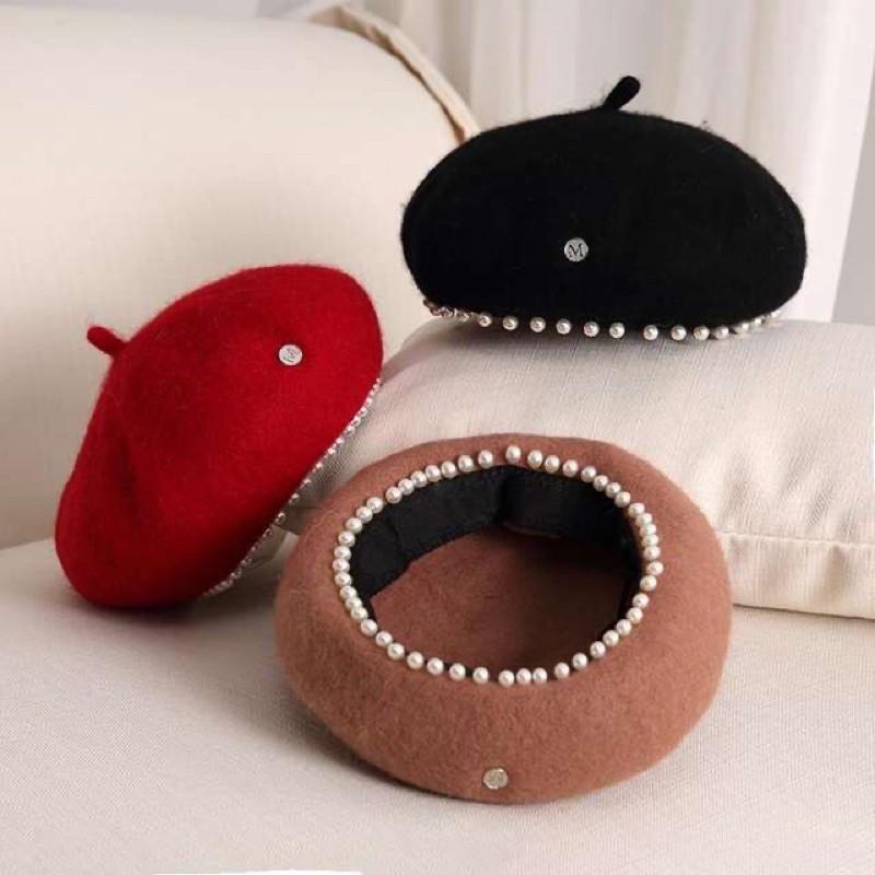 Mũ nỉ nồi đính hạt bẹt - nón nỉ - nón beret