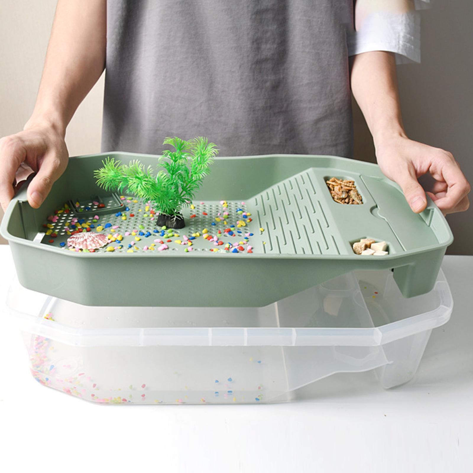Turtle Aquarium Tortoise Terrarium with Platform Big Space Case Reptile Tank