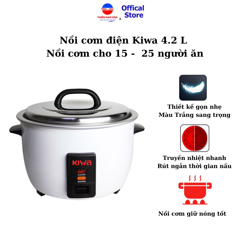 Nồi cơm điện Kiwa MK-20RE 4.2 Lít Nồi cơm lớn quán ăn, bếp nhà hàng, trường học - Hàng chính hãng