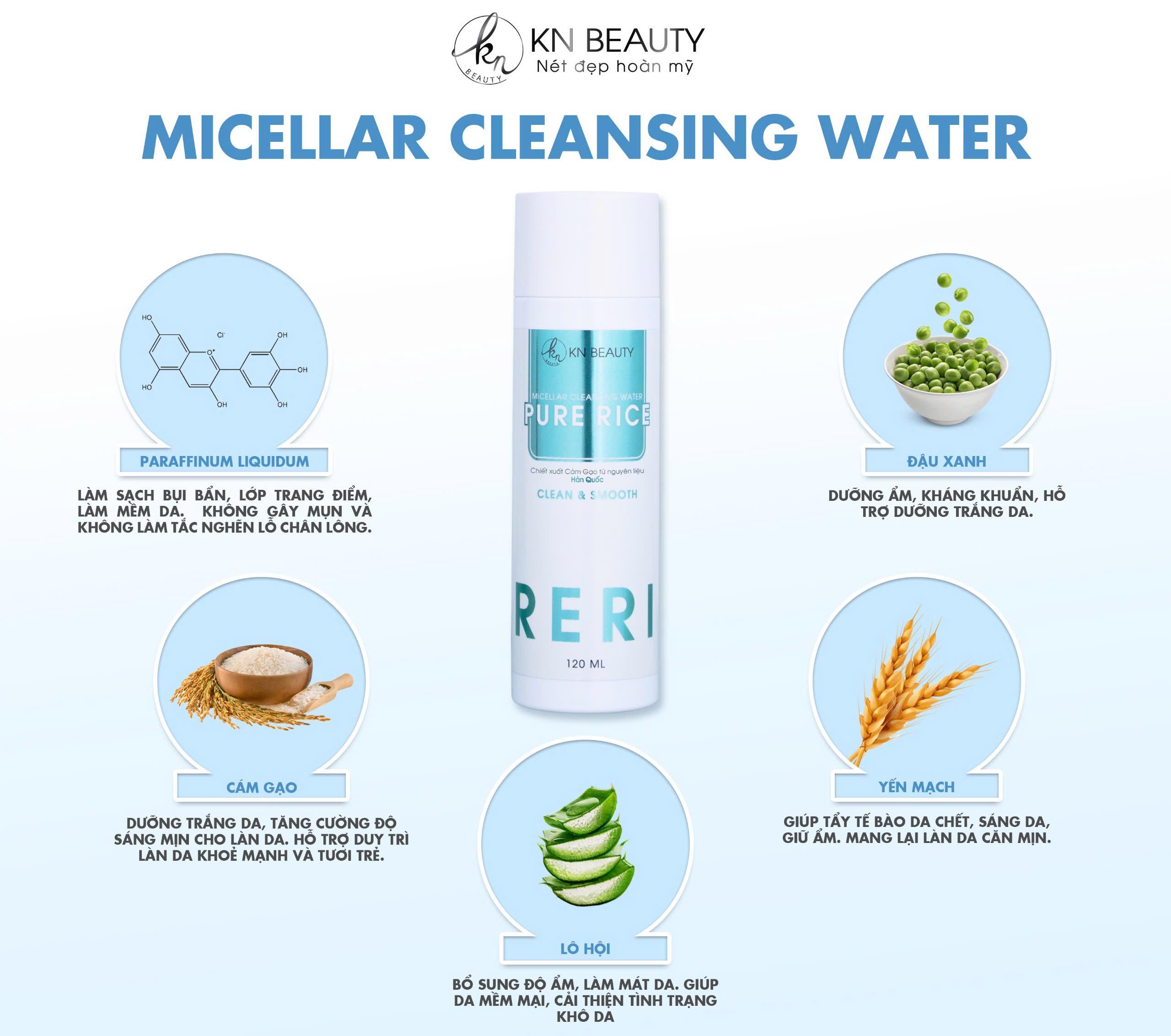 NƯỚC TẨY TRANG GẠO MICELLAR CLEANSING WATER KN BEAUTY– PURE RICE 120ML