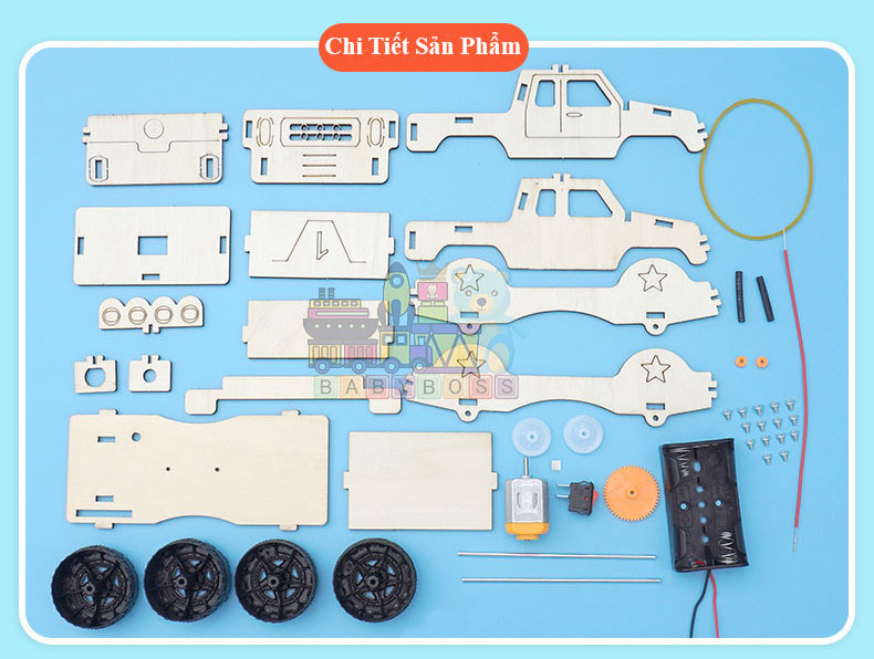 [Kèm Pin] Bộ Đồ Chơi Khoa Học Tự Làm Xe Địa Hình, Bộ Đồ Chơi Lắp Ghép STEM Mô Hình Xe Địa Hình , Bộ Đồ Chơi Gỗ Cao Cấp Khoa Học Tự Làm DIY Wood Steam