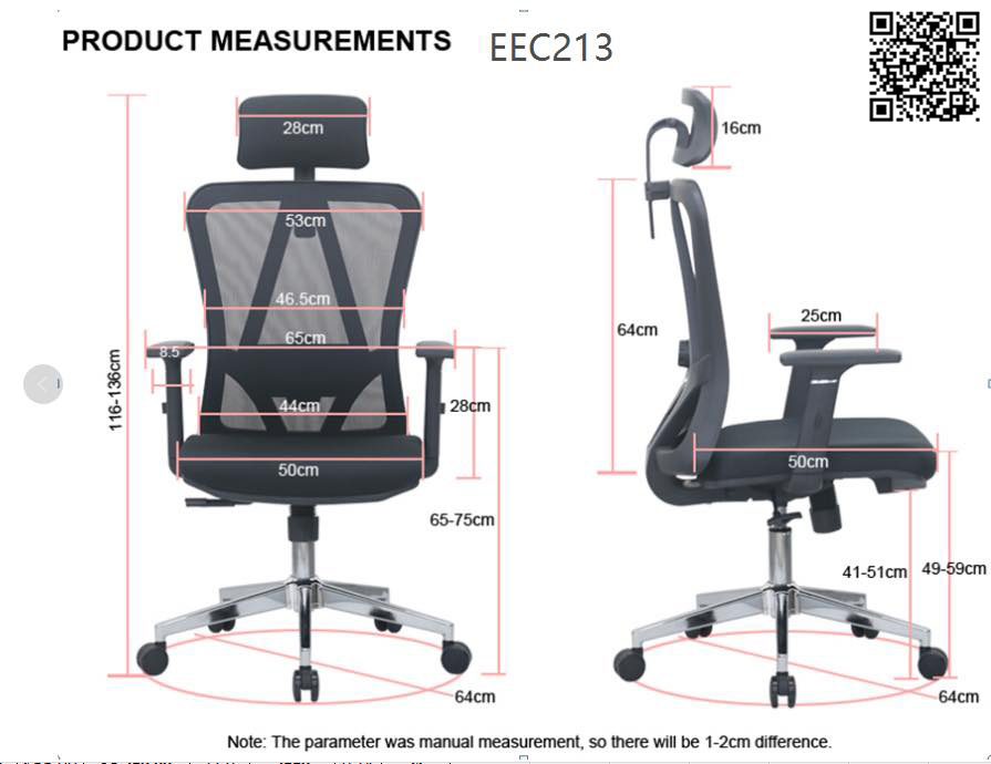 Ghế văn phòng, công thái học E-Dra EEC213 - Hàng chính hãng