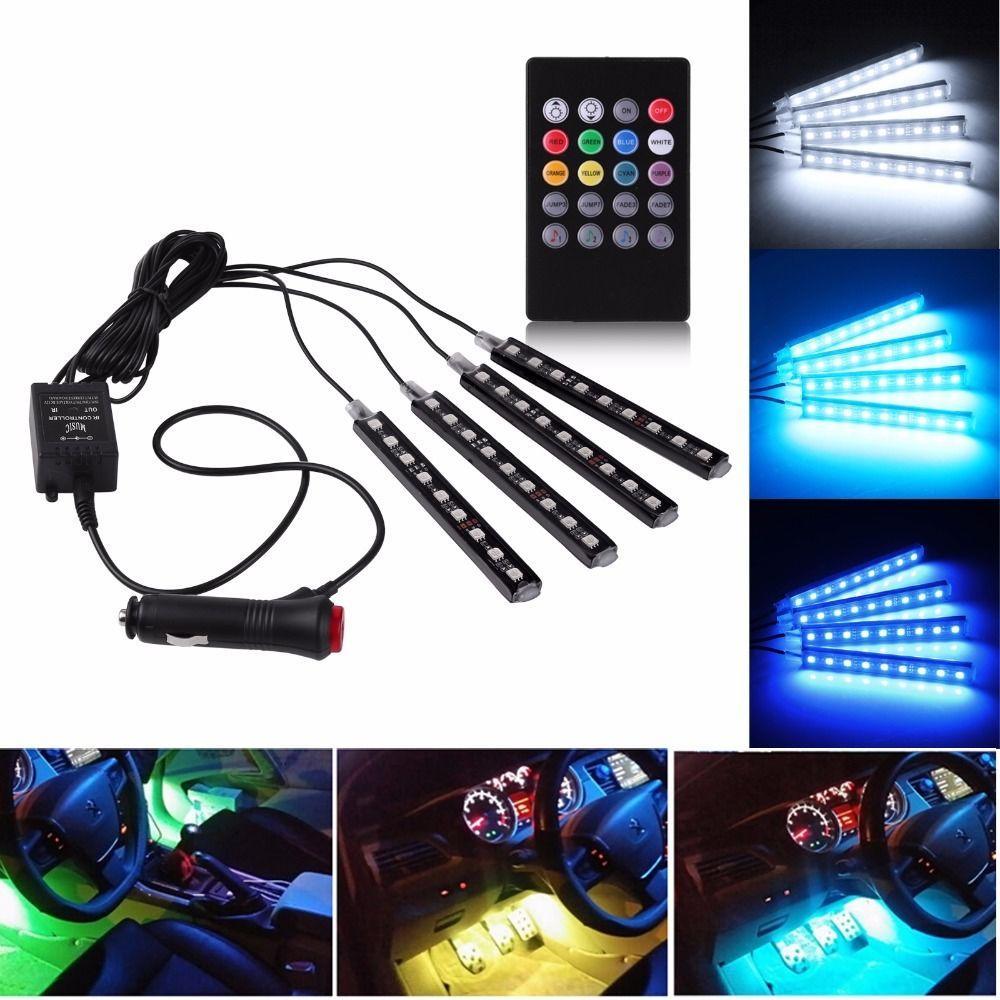 RGB LED Strip Light Remote Sound Control Car Interior Atmosphere Lights