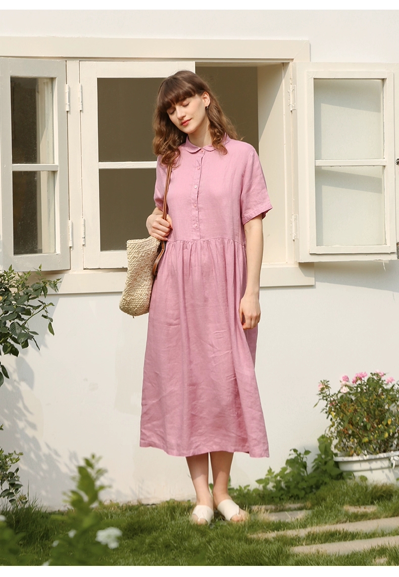 Đầm váy babydoll thiết kế dáng suông cổ sơ mi chất liệu thoáng mát. sang trọng, lịch sự mẫu mới