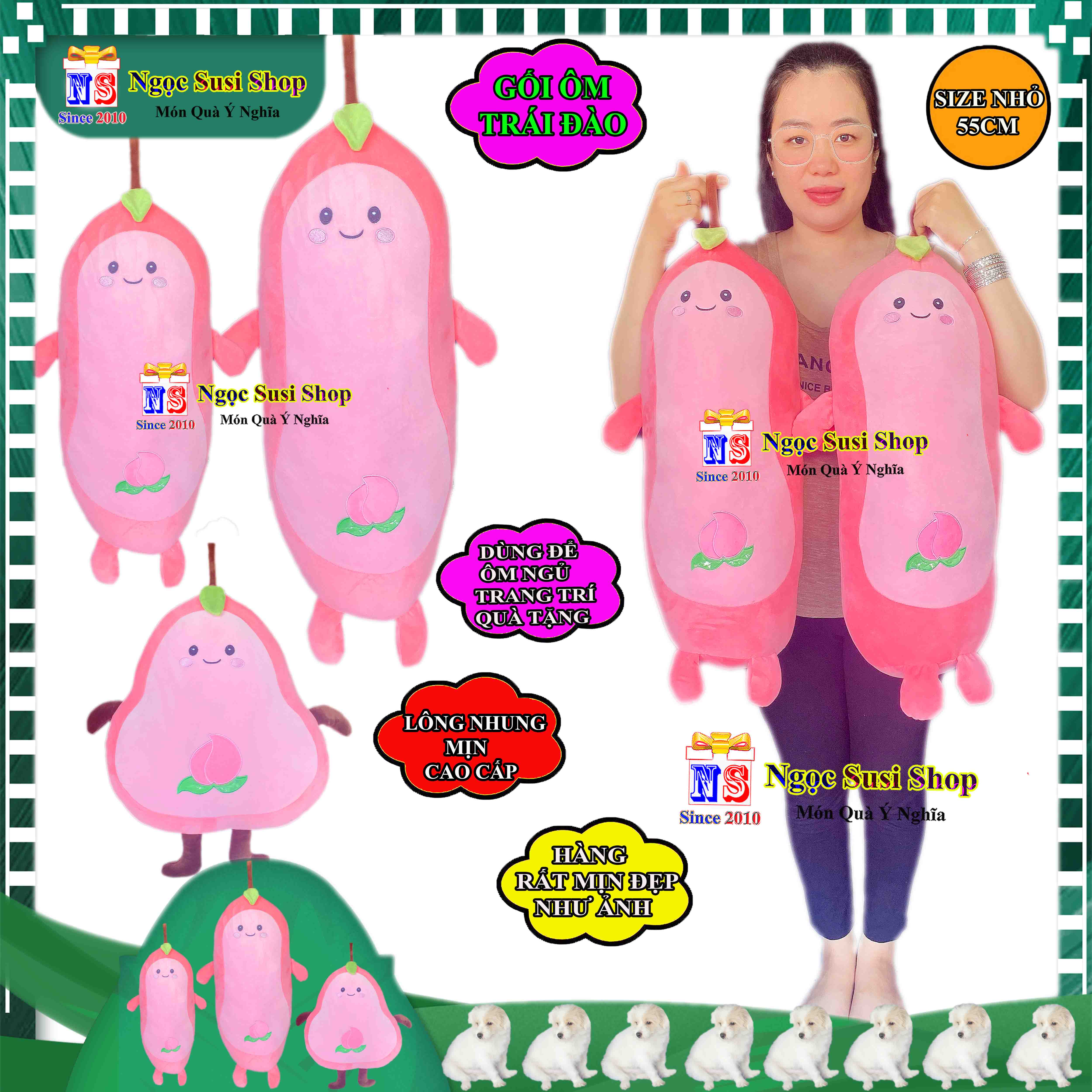 GẤU BÔNG HÌNH TRÁI ĐÀO DÙNG ÔM NGỦ TRANG TRÍ QUÀ TẶNG RẤT ĐẸP - GỐI QUẢ ĐÀO CAO CẤP