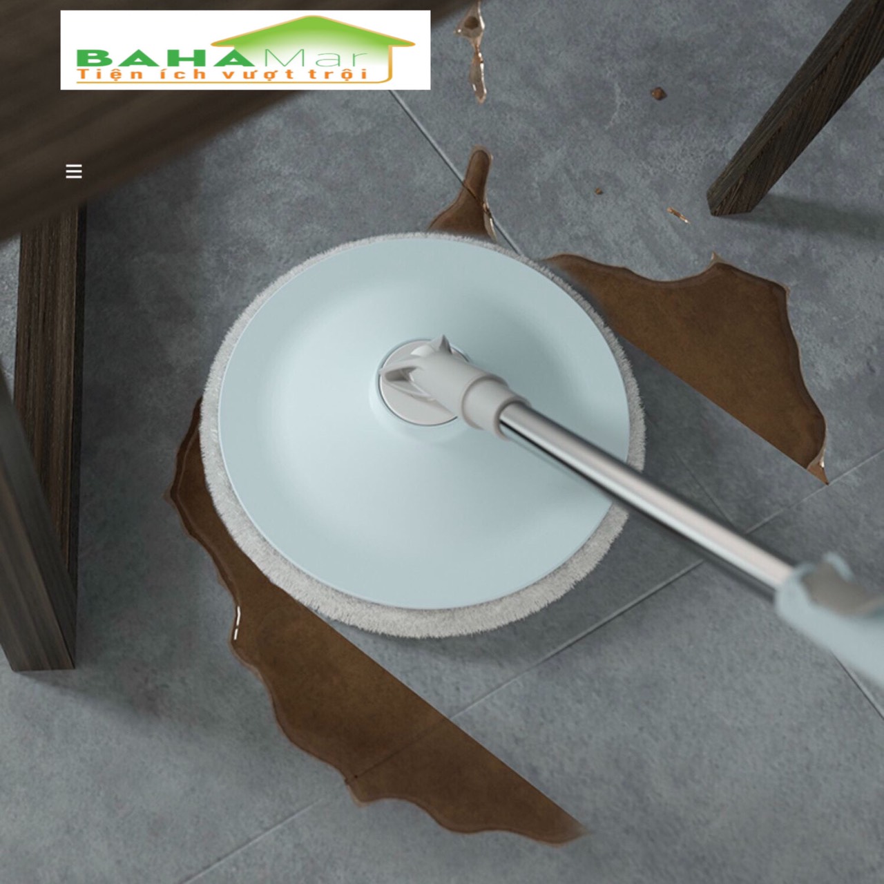 BỘ CÂY LAU SÀN CHẬU GIẶT VẮT GIẺ CÓ TÁCH BỎ NƯỚC BẨN BAHAMAR thuận tiện lau và giặt giẻ