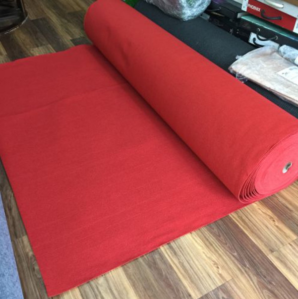 Thảm nỉ trải sàn màu đỏ tươi khổ 2m thảm lót sàn văn phòng showroom sự kiện an toàn cho da, sạch sẽ, dễ vệ sinh