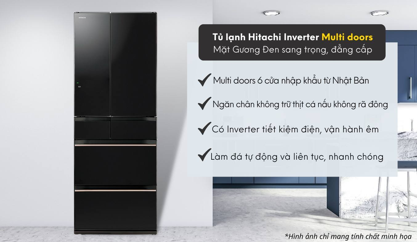 Tủ lạnh Hitachi Inverter 617 lít R-HW620RV XK - HÀNG CHÍNH HÃNG - CHỈ GIAO HCM