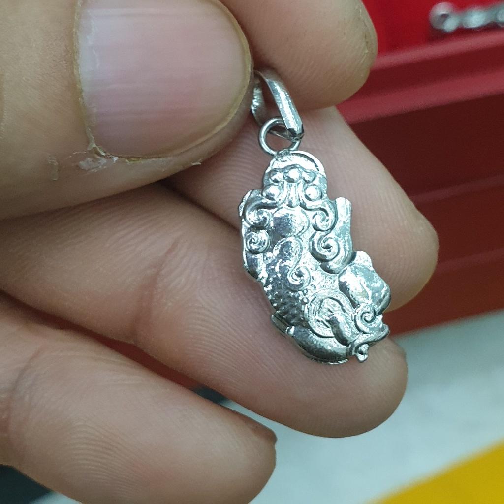 Mặt Dây Chuyền Tỳ Hưu Bạc Đúc Titanium Dùng Vĩnh Viễn- Màu sáng đẹp như vàng trắng tắm rửa