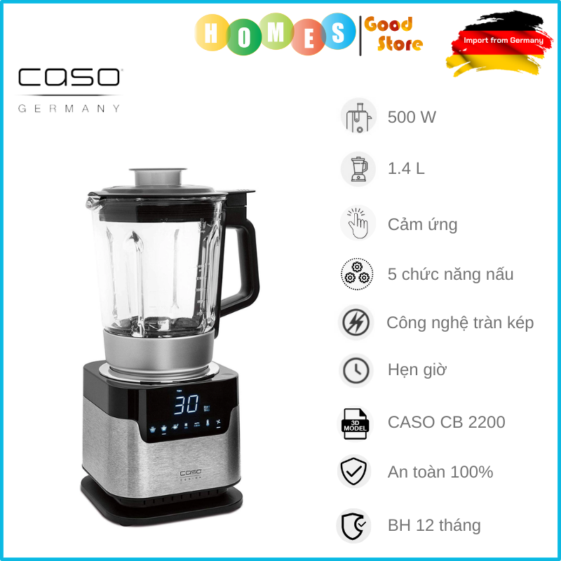 Máy Xay Sữa Hạt Caso CB-2200 - Nhập Khẩu Đức Thiết Kế Hợp Kim Siêu Bền Làm Sữa Soup Kem 1.4 Lít Công Suất 1000 W - Hàng Nhập Khẩu