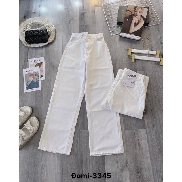 Quần Jeans Nữ - Quần Bò Jeans Nữ Ống Rộng Lưng Kiểu Jeans Ống Suông Màu Trắng Ulzzang Cực Xinh