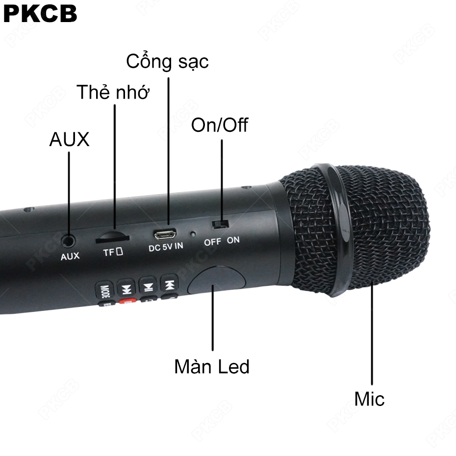 Micro Karaoke Bluetooth Âm Thanh Hay Cao Cấp Ghi Âm PKCB167 ĐEN - Hàng Chính Hãng