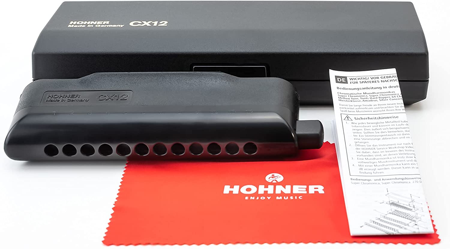 Kèn harmonica chromatic Hohner CX12 Black-Hàng nhập Đức