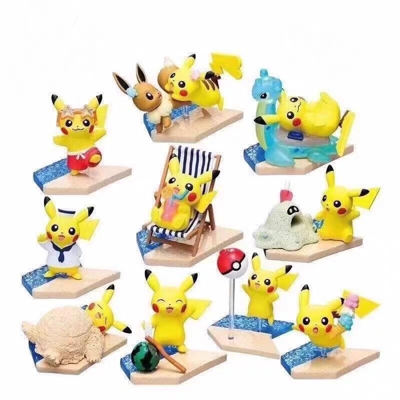 Mô hình pokemon pikachu bãi biển mùa hè đồ chơi trang trí