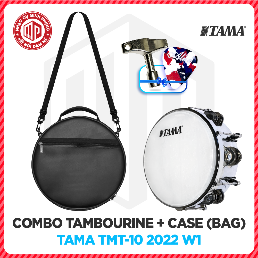 Combo Trống lắc tay/ Lục lạc gõ bo/ Tambourine + Bao đựng/ Túi đựng - Model TAMA TMT-10 - Nhiều màu lựa chọn - Hàng chính hãng