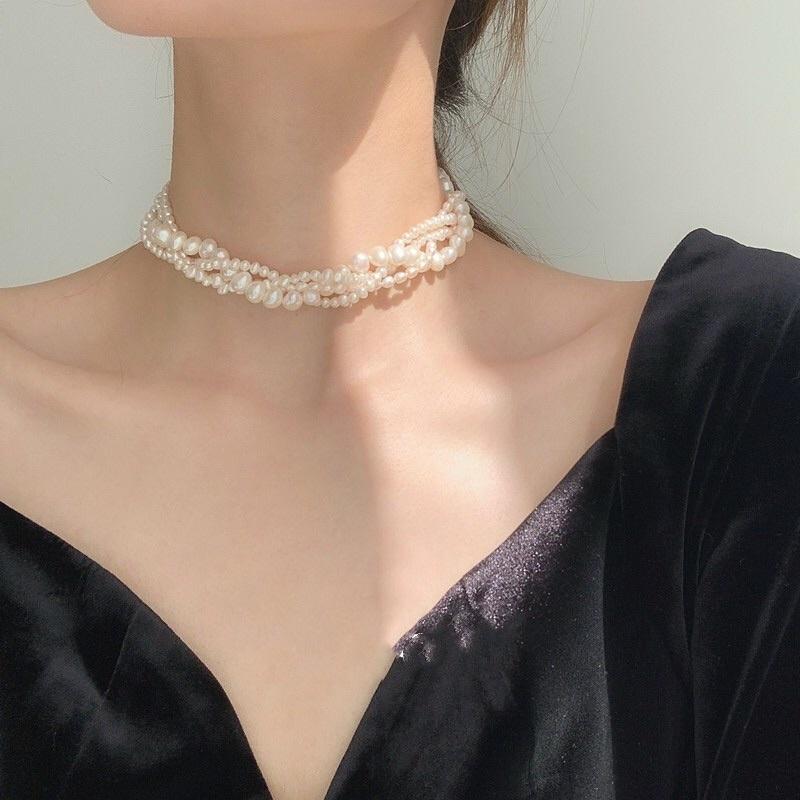 Dây Chuyền Ngọc Trai Thật Nước Ngọt choker Ôm Sát Cổ - Trường Thịnh Ngọc Trai