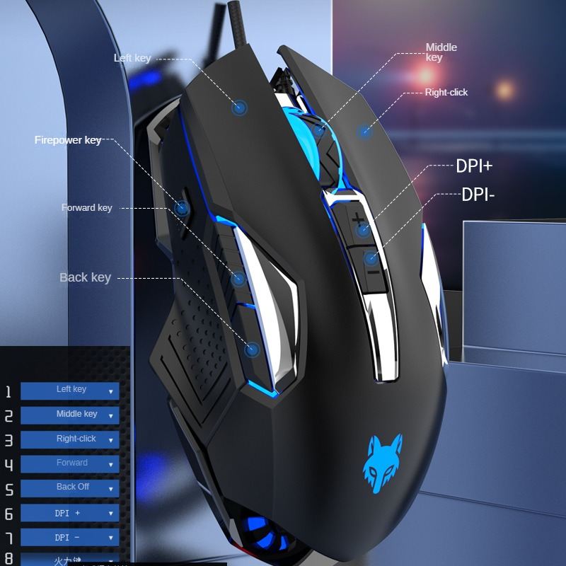 Chuột LED RGB 8000DPI Gaming Mouse HXSJ X200 - hàng nhập khẩu