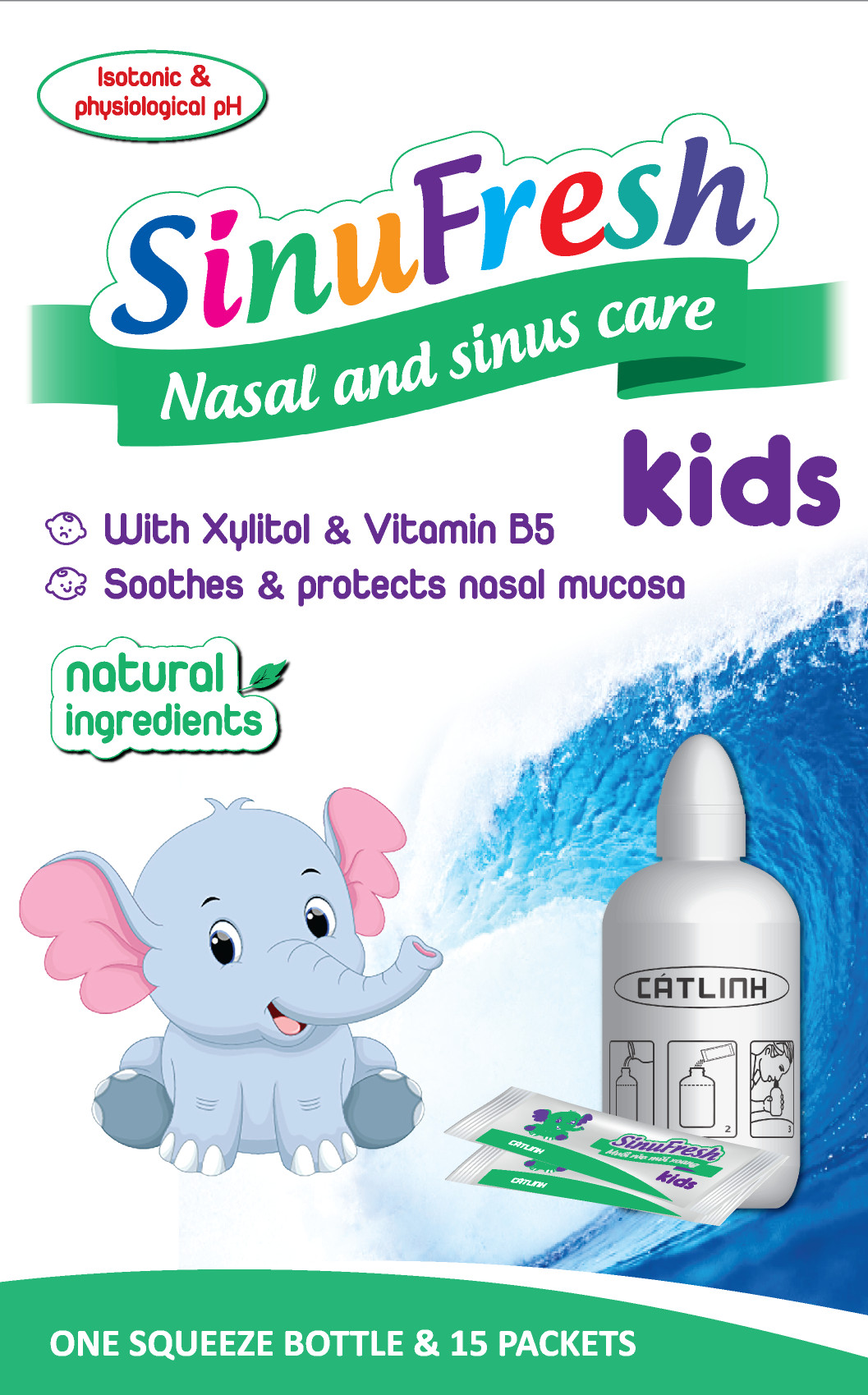 SinuFresh Kids (Muối rửa mũi xoang trẻ em. Hàng chính hãng