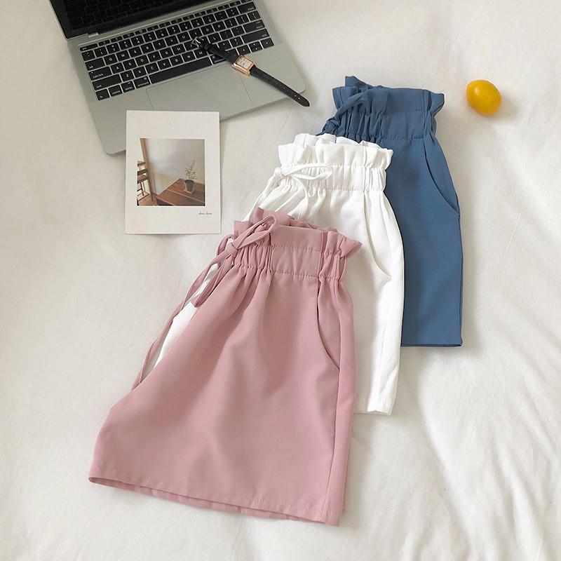 Quần ngắn ống rộng lưng cao cho nữ