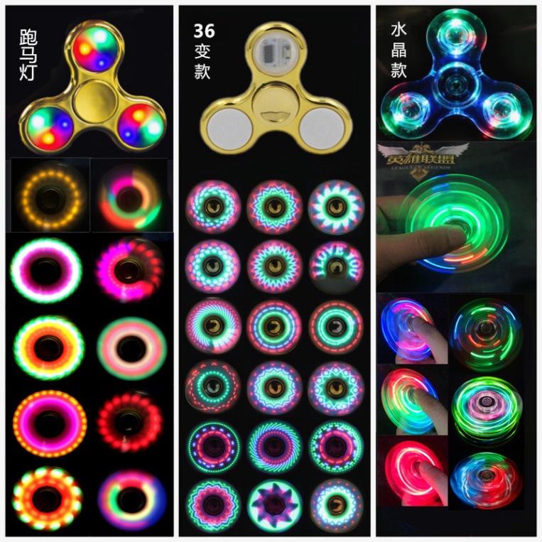 Con Quay Đồ Chơi Spinner Phát Sáng 20 kiểu Giúp Giảm Stress Con Quay Đèn LED Trong Suốt Màu Trắng Màu Vàng