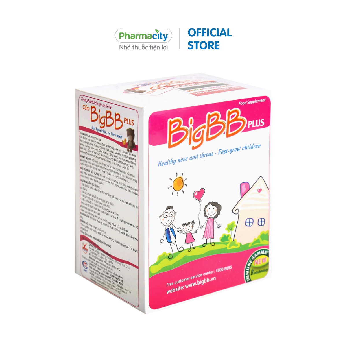 Cốm hỗ trợ đường hô hấp cho trẻ em Big BB Plus hỗ trợ giảm ho, đờm, đau rát họng, sổ mũi (Hộp 16 gói x 3g)