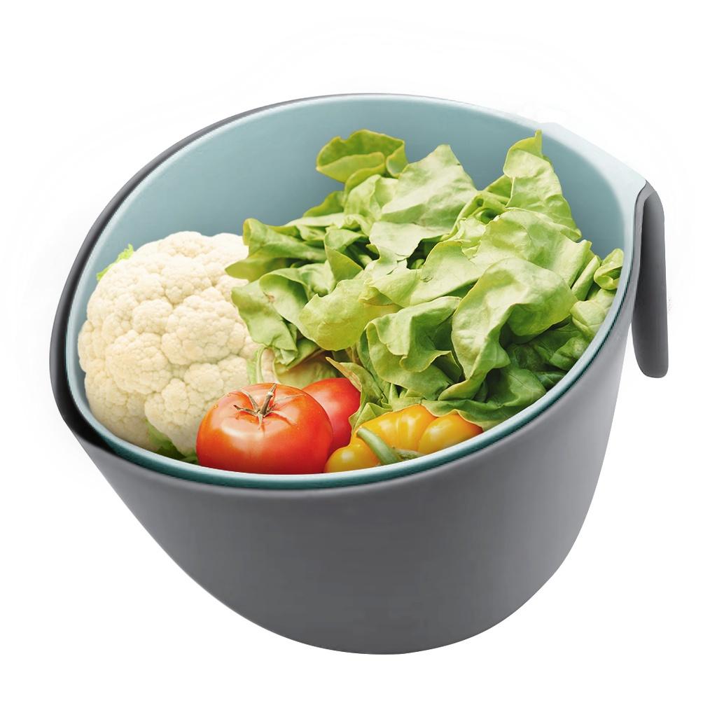 Rổ kèm thau Lock&amp;Lock Mixing Bowl with Colander CKB014GRY - Hàng chính hãng, rổ đựng có rãnh để ráo nước - Hapos