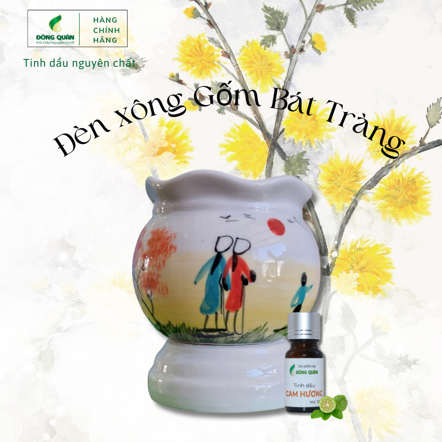 Đèn Xông Gốm Bát Tràng Chất Liệu Gốm Cao Cấp Sử Dụng Bằng Cắm Điện (Gửi Hàng Ngẫu Nhiên) - Tặng 1 Chai Tinh Dầu 10ML