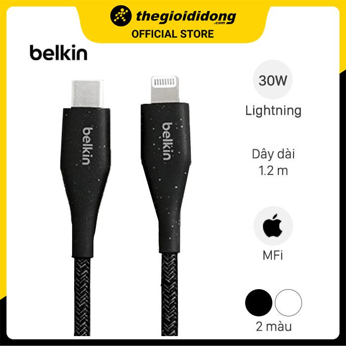 Cáp Type C - Lightning MFI 1.2m Belkin Duratex Plus F8J243 - Hàng chính hãng