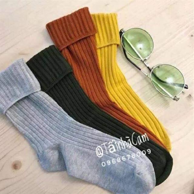 Tất Vintage Hàn Quốc len gân loại xịn siêu MỊN