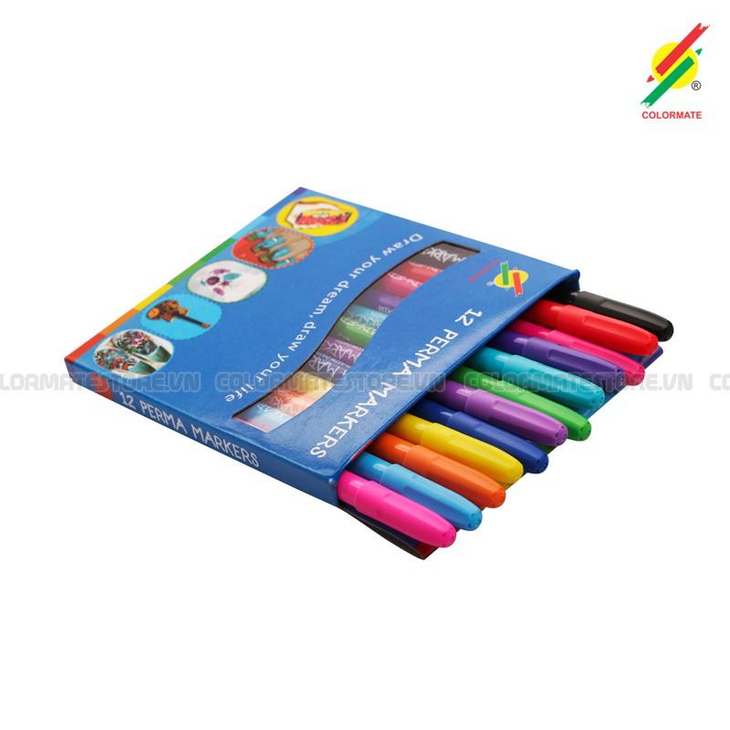 Bút lông màu Colormate Perma Markers bộ 12 màu - COLORMATE