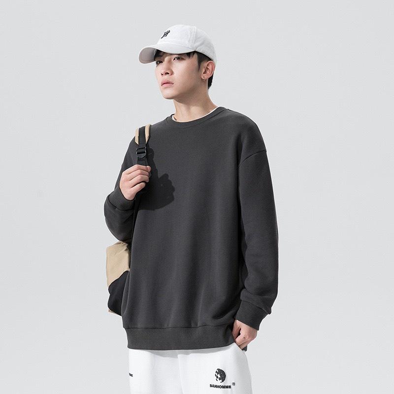 Áo sweater nỉ trơn màu xám chuột FFSTORE form rộng, vải dày dặn nỉ bông phù hợp cho cả nam và nữ