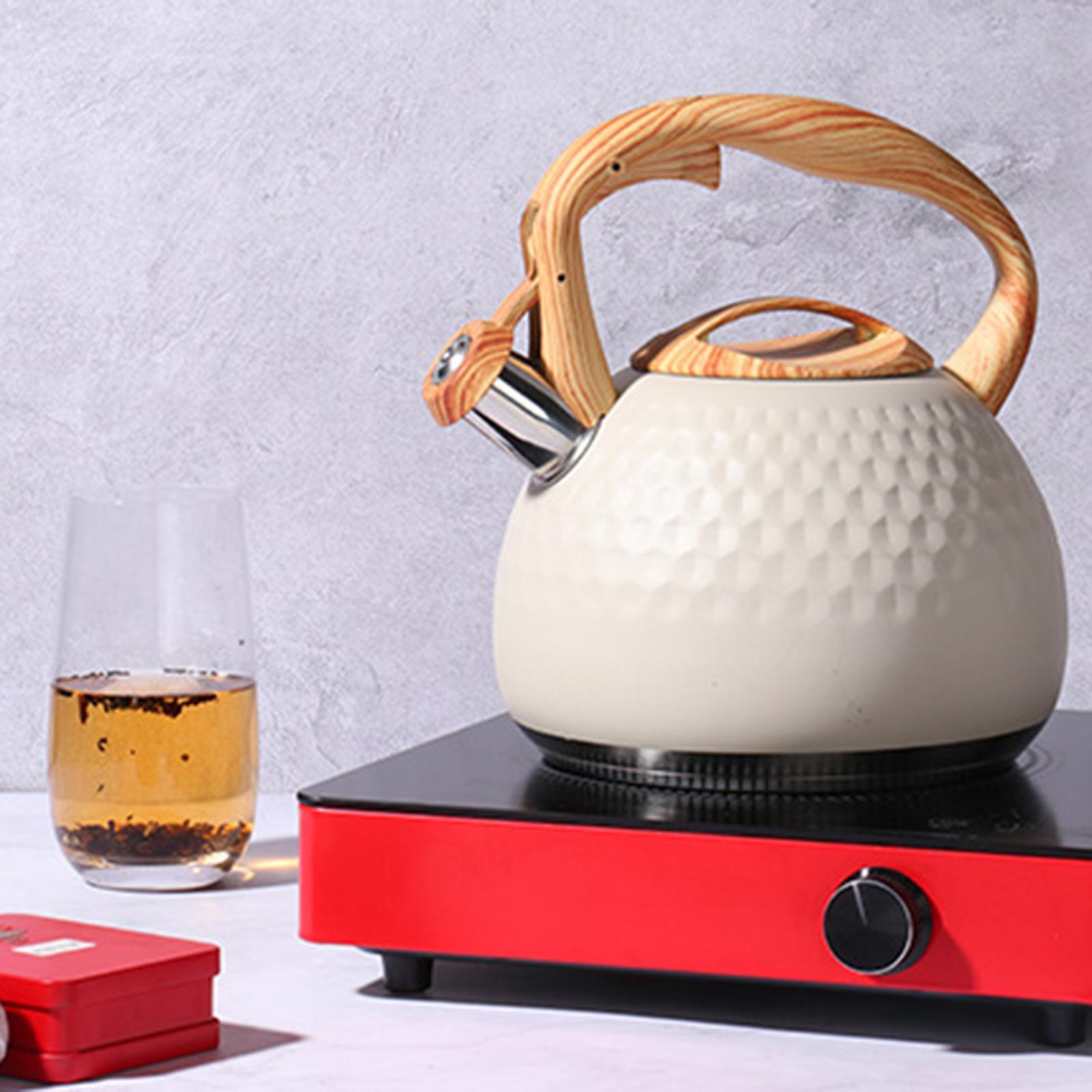 Tea kettle top stainless steel white beige