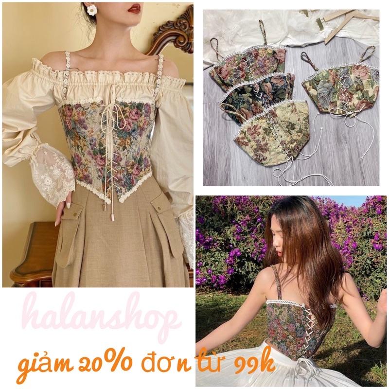 áo thổ cẩm viền ren croptop đan dây retro pháp siêu hot kèm hình thật và video
