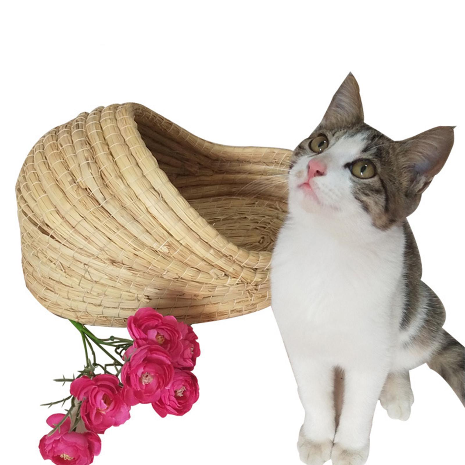 Hand-Woven Straw Hamster Nest Cave Kitten Rabbit Grass House Bed Cage Nest