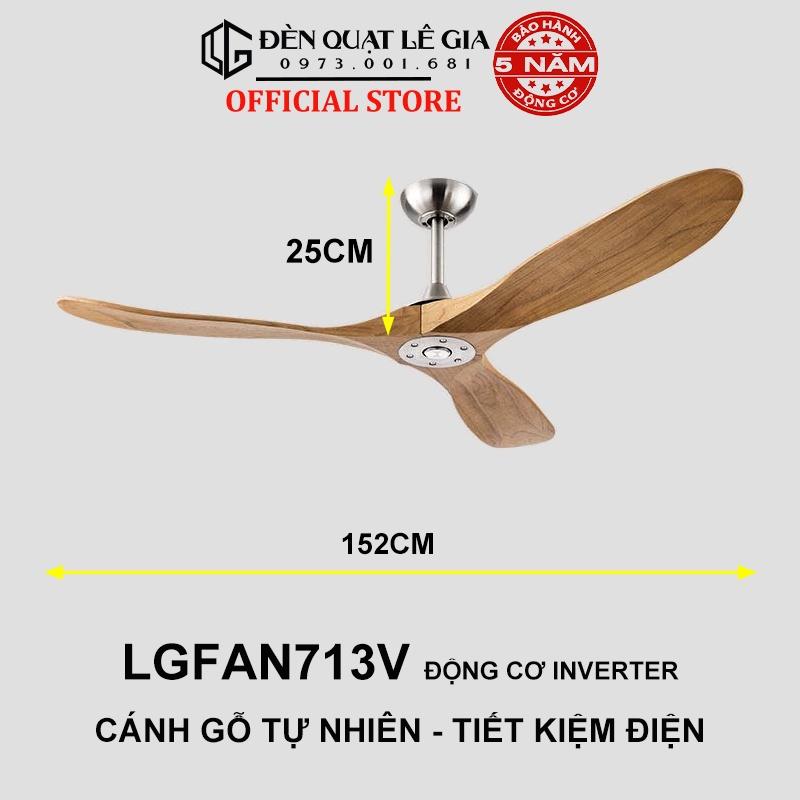 Quạt Trần Trang Trí Phòng Khách Phong Cách Đông Dương LÊ GIA LGFAN713V - Chiều Cao 25cm - Sải Cánh 152cm - Bảo Hành 5 Năm