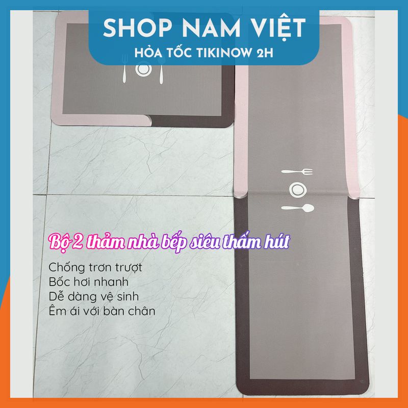 Bộ 2 Thảm Nhà Bếp Siêu Thấm Chống Trượt Dễ Dàng Vệ Sinh