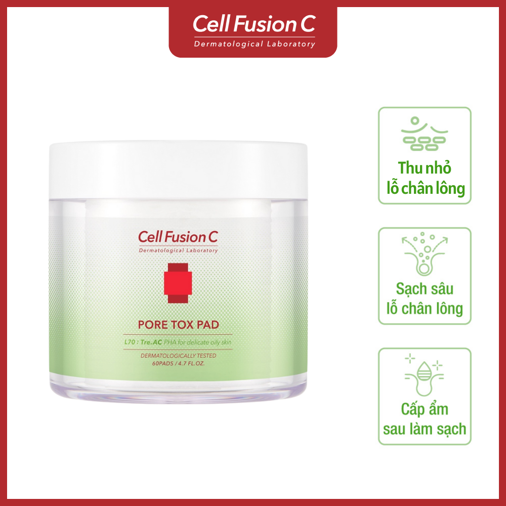 Cotton Pad Làm Sạch, Se Khít Lỗ Chân Lông Cell Fusion C Pore Tox Pad (60 Miếng)