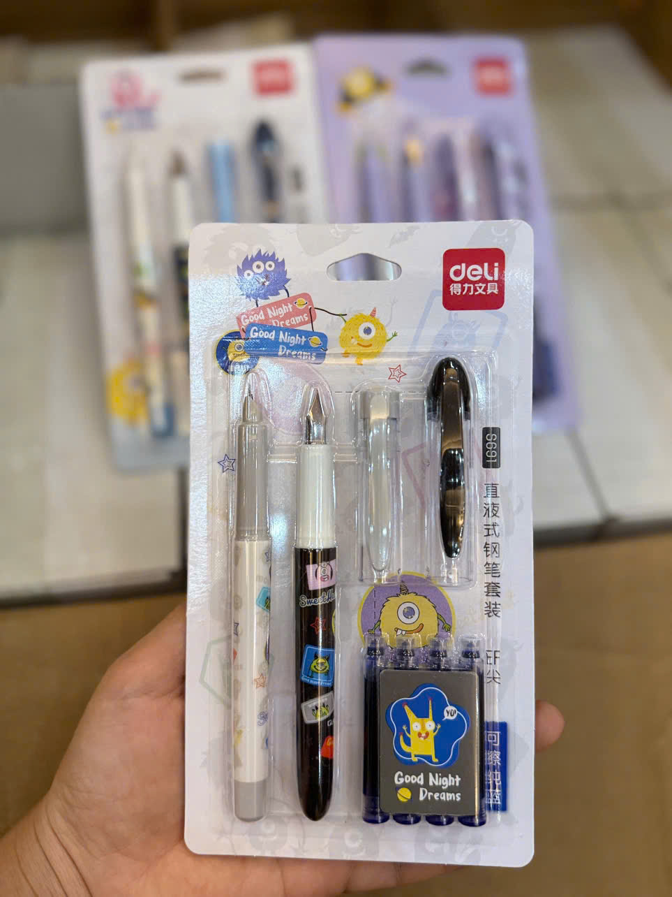 Set Bút Máy Deli Luyện Chữ Đẹp Cho Bé, Bút Máy Mực Nước Có Bút Tẩy Xoá Mực, Bộ 2 Bút + 4 Ống Mực, Dành Cho Học Sinh Tiểu Học- HÀNG CHÍNH HÃNG MINIIN