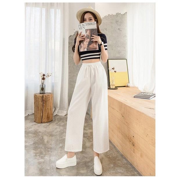 ️ GIÁ SỈ - LOẠI TỐT ️ Quần đũi ống rộng nữ lưng chun Màu Đen Trắng Kem VÀ RUỐT - Ống dài 80cm lên dáng suông đứng M01