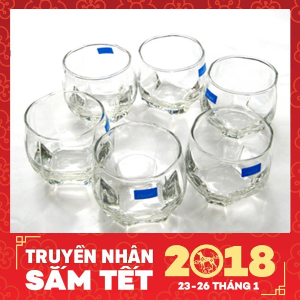 Bộ 6 cốc thủy tinh Ocean, Thái Lan + Tặng 1 hũ đựng mứt thủy tinh Việt Tiệp