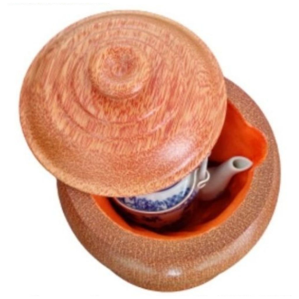 Bình Giữ Ấm Trà Gỗ Dừa Nguyên Khối Và Bình Trà 800 - 950ml - Sản Phẩm Được Sản Xuất Tại Bến Tre