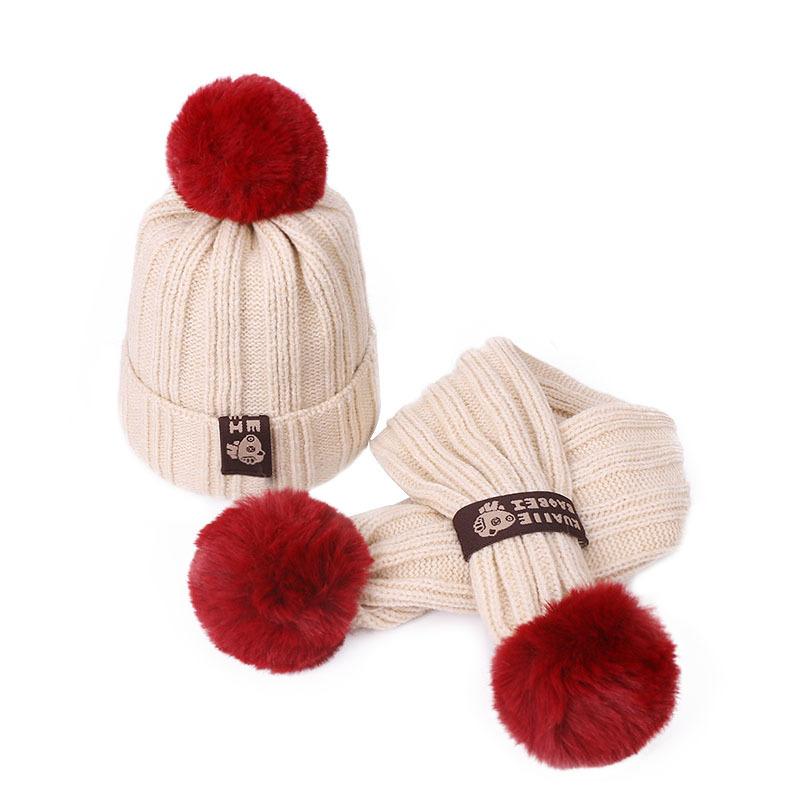 2 Chiếc Nón Cho Bé Mùa Đông Ấm Cô Gái Pompon Mũ Và Khăn Bộ Dệt Kim Ấm Tóc Tiên Bộ Đội Khăn Dày Beanies Nón chắc Chắn Bé Mũ Lưỡi Trai