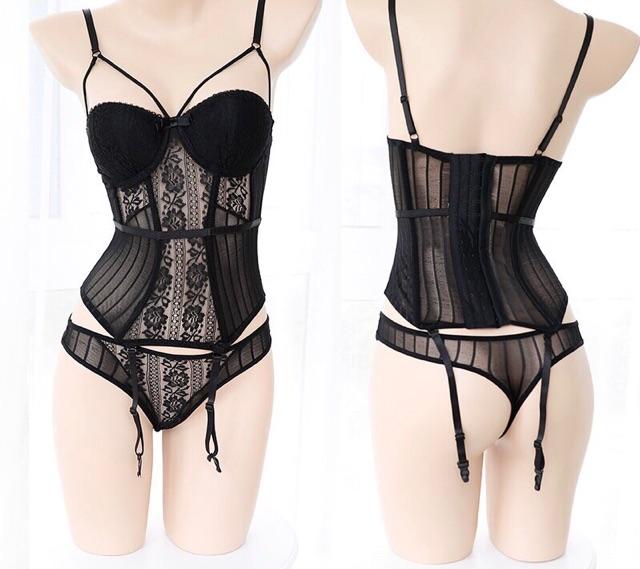 Bodysuit ren dạng corset kiểu dáng sexy gợi cảm - hàng nhập qc cao cấp
