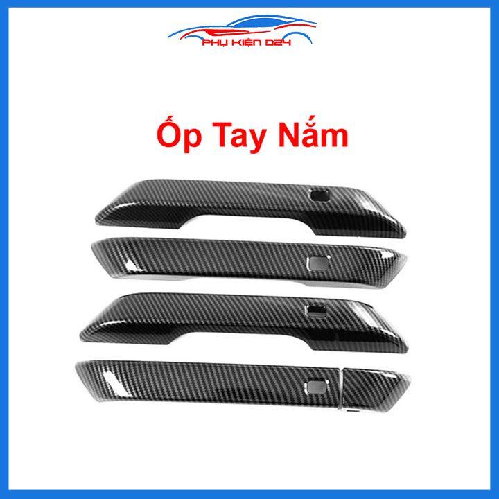 Ốp tay nắm cửa, hõm cửa Carnival 2021-2022-2023 vân cacbon trang trí, dán chống trầy xước cửa xe hơi