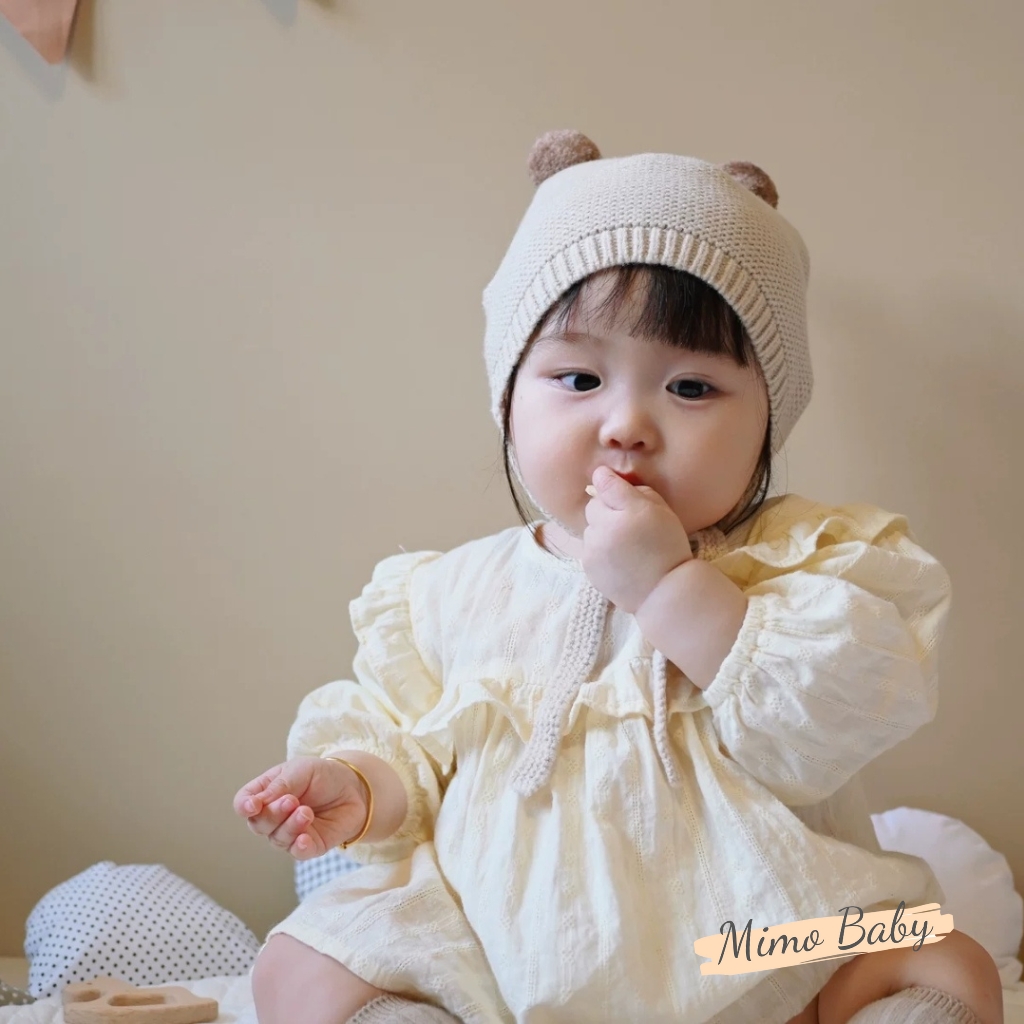 Mũ nón len quả bông cột dây đáng yêu cho bé ML258 Mimo Baby