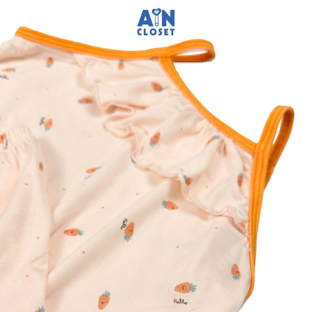 Bộ quần áo Ngắn bé gái họa tiết Carrot Hello cam thun lụa - AICDBGTYSCXD - AIN Closet