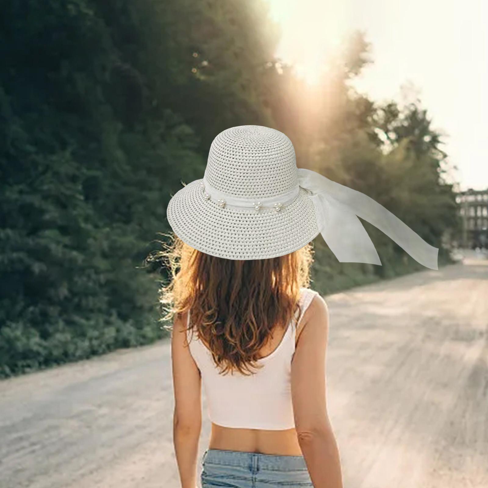 Women's Straw Hats Sun Hat Summer Beach Cap Wide Brim Visor Hats for Holiday